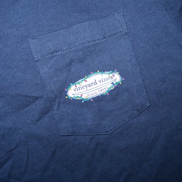 Boys Vineyard Vines String of Lights Holiday Christmas Tee T-Shirt Medium 12/14 - Picture 4 of 5